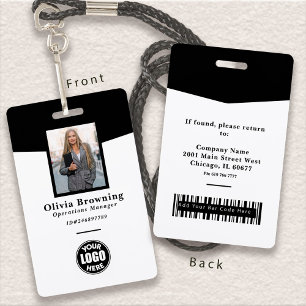 Black & White ID Photo Logo & Barcode Professional Badge