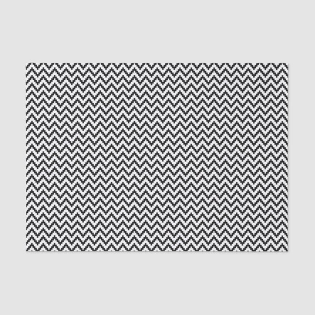 Black & White Ika Zigzag Geometric Pattern Tissue Paper (Front)