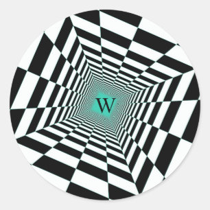 Black White Illusion Classic Round Sticker