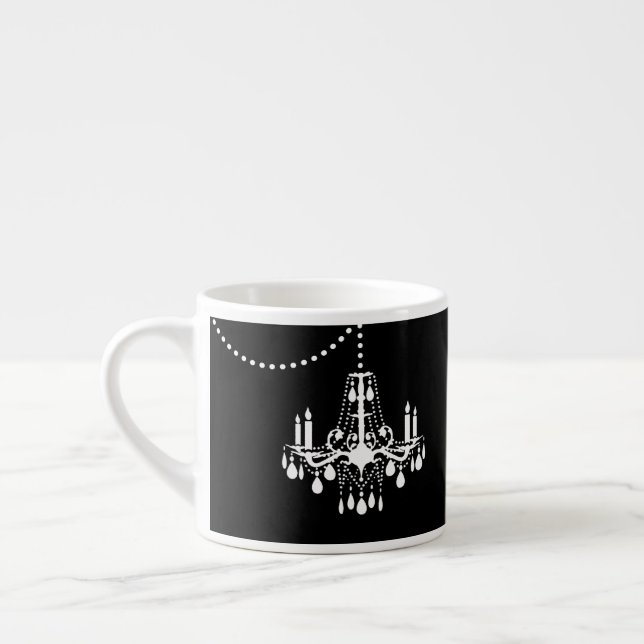 Black & White I'm So Fancy Chandelier Espresso Mug (Left)