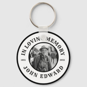 Black & White In Loving Memory Photo Tribute Key Ring