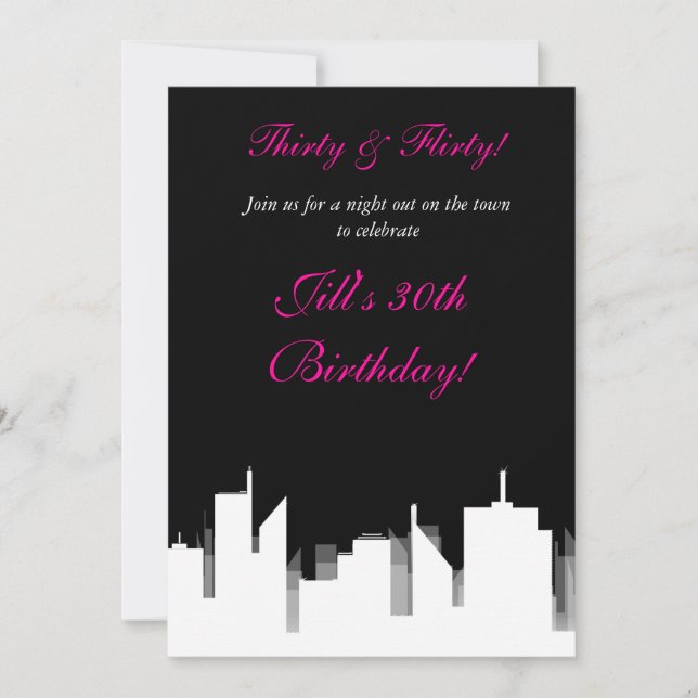 Black & White in the City Town Party Invitations (Front)
