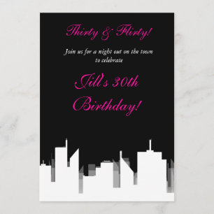 Black & White in the City Town Party Invitations