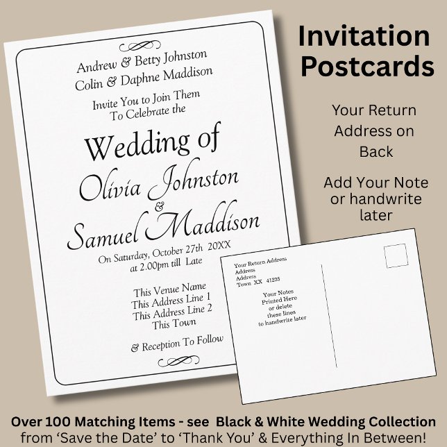 Black & White Infinity Scroll Wedding Invitation Postcard (Creator Uploaded)