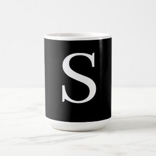 Black & White Initial Letter Monogrammed Plain Coffee Mug