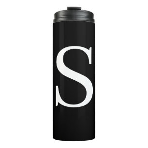 Black & White Initial Letter Monogrammed Plain Thermal Tumbler