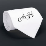 Black White Initials Groomsmen Monogram  Tie<br><div class="desc">Elegant black and white monogram tie. Modern,  trendy,  groomsmen,  initials tie. Perfect for wedding,  birthday,  Father's day. Personalise it with your initial.</div>