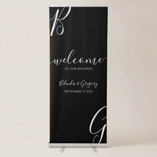 Black & White Initials Wedding Welcome Sign