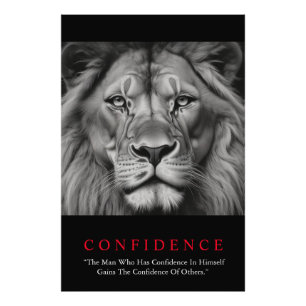 Black White Inspirational Confidence Lion Photo Print