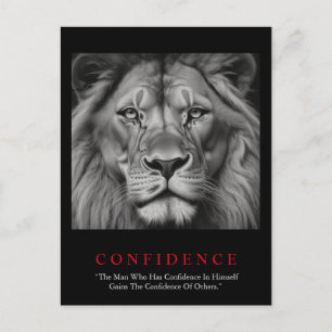 Black White Inspirational Confidence Lion Postcard