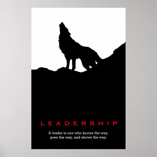 Black White Inspirational Leadership Wolf Pop Art Poster (Front)