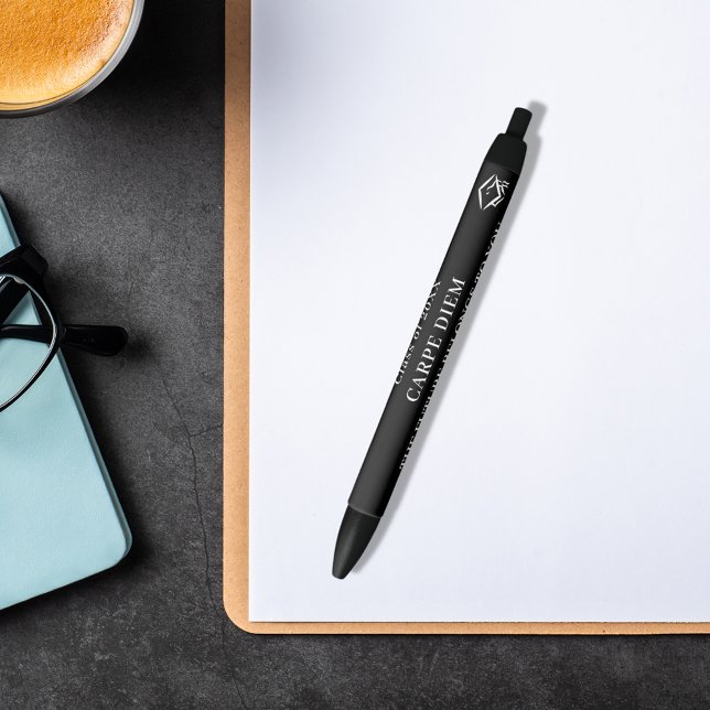 Black white inspirational quote graduation black ink pen (Creator Uploaded)