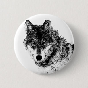 Black White Inspirational Wolf Eyes 6 Cm Round Badge