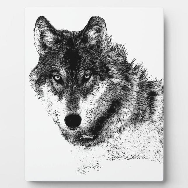 Black White Inspirational Wolf Eyes Plaque (Front)