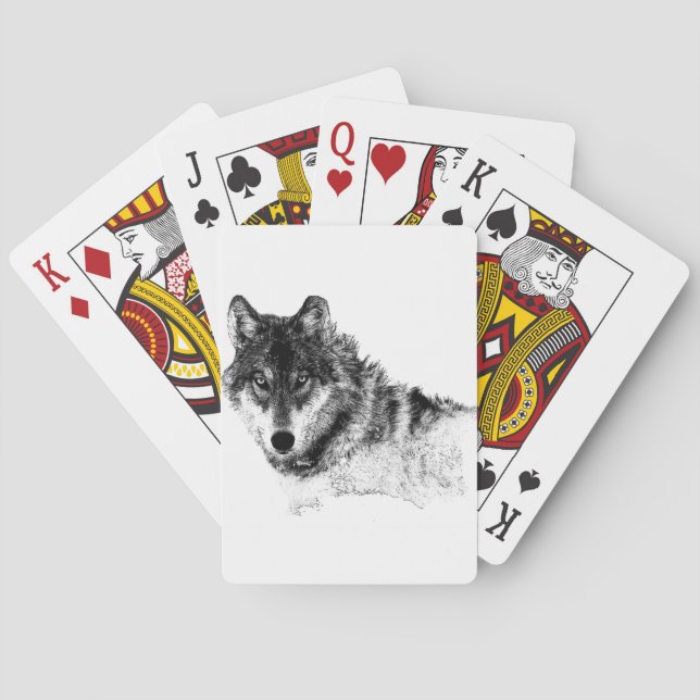 Black White Inspirational Wolf Eyes Playing Cards (Back)