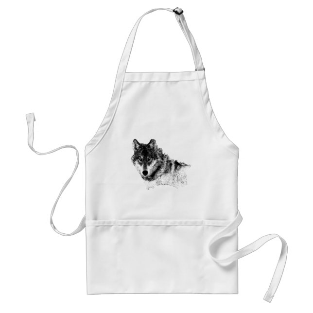 Black White Inspirational Wolf Eyes Standard Apron (Front)