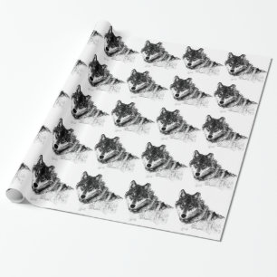 Black White Inspirational Wolf Eyes Wrapping Paper