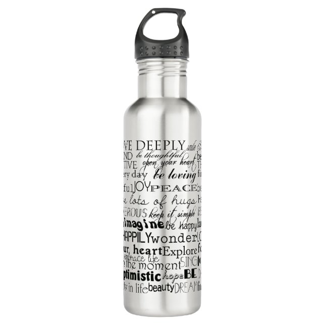 Black White Inspirational Words 710 Ml Water Bottle (Front)