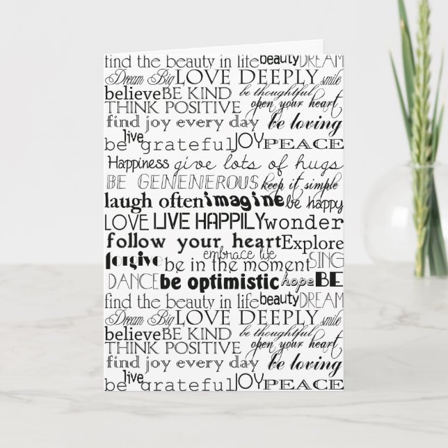 Black White Inspirational Words Christmas Card (Front)
