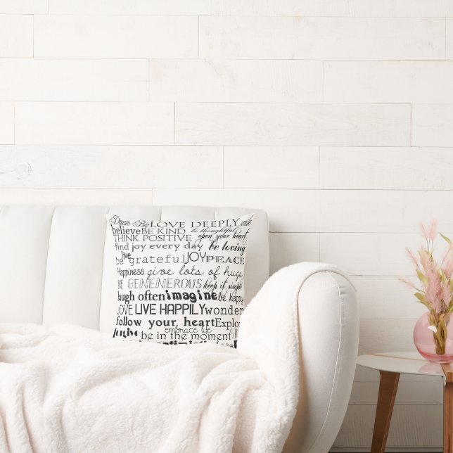 Black White Inspirational Words Cushion (Couch)