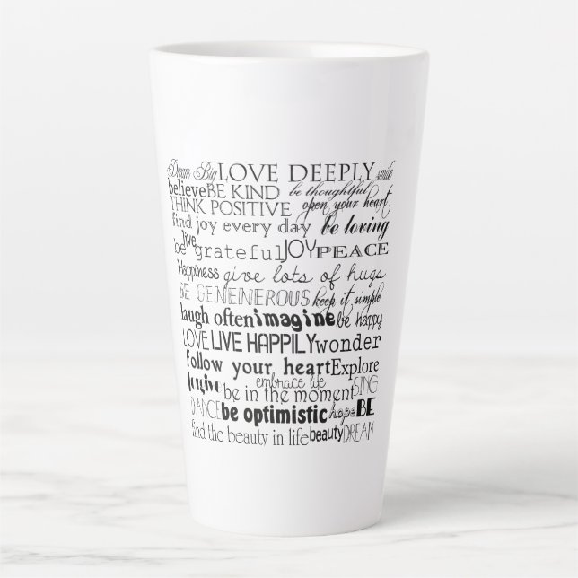 Black White Inspirational Words Latte Mug (Front)