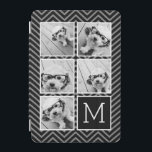 Black White Instagram 5 Photo Collage Monogram iPad Mini Cover<br><div class="desc">Background includes an optional chevron Pattern - Use five square photos to create a unique and personal gift. Or you can keep the hipster puppy and make a trendy keepsake. If you need to adjust the pictures,  click on the customise tool to make changes.</div>