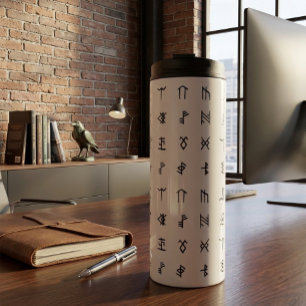 Black & White Insulated Mystic Runes Thermal Tumbler