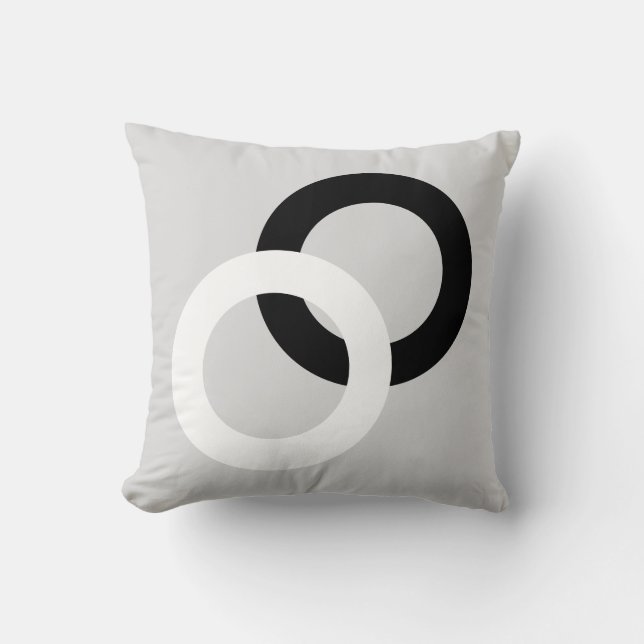 Black & White Interconnected Circles on Light Grey Cushion (Front)