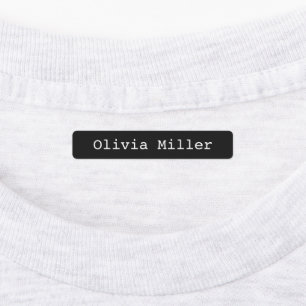 Black white iron on name labels school daycare