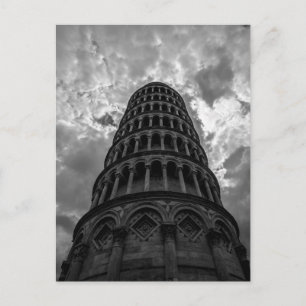 Black & White Italian Travel Leaning Tower of Pisa Postcard