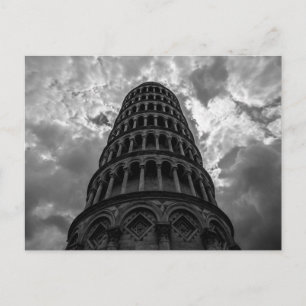 Black & White Italian Travel Leaning Tower of Pisa Postcard