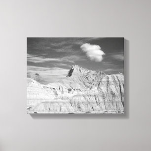 Black & White Jagged Peaks in the Badlands 11x14 Canvas Print