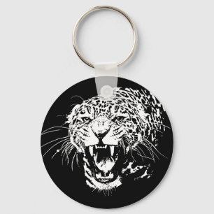 Black & White Jaguar Key Ring