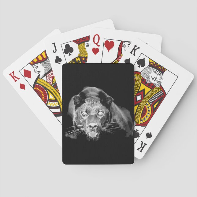 Black & White Jaguar Playing Cards (Back)