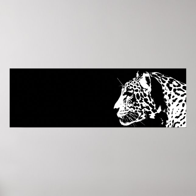 Black & White Jaguar Pop Art Poster (Front)