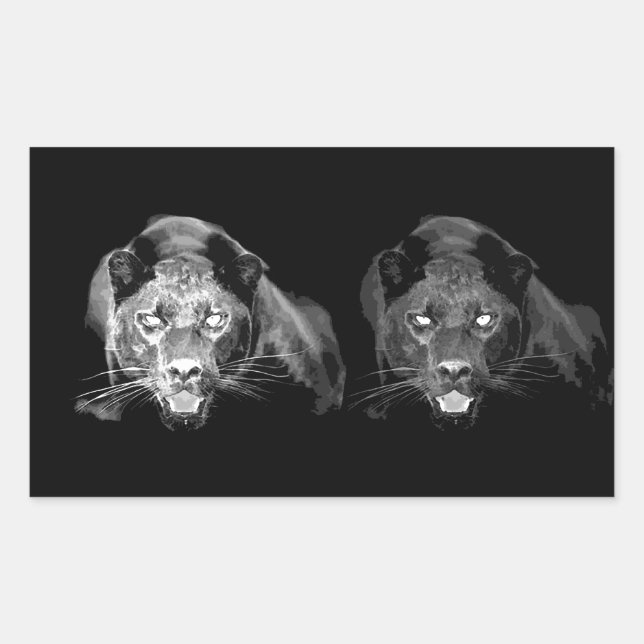 Black & White Jaguar Rectangular Sticker (Front)