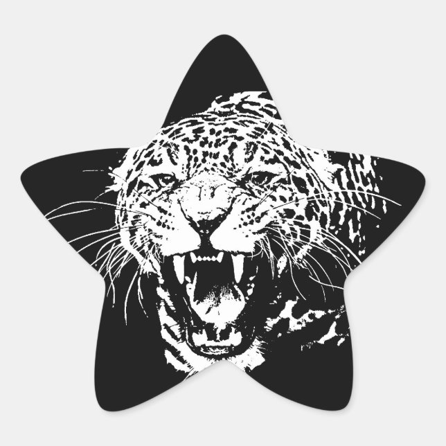 Black & White Jaguar Star Sticker (Front)