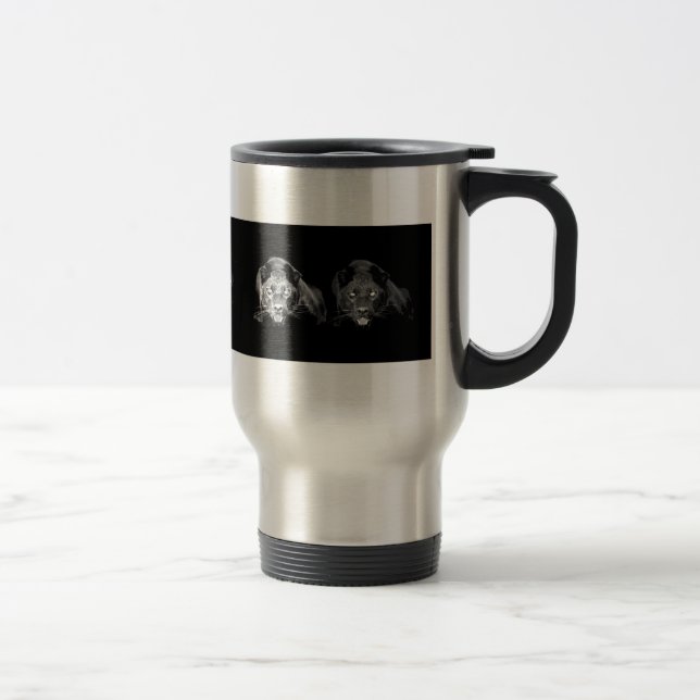 Black & White Jaguar Travel Mug (Right)