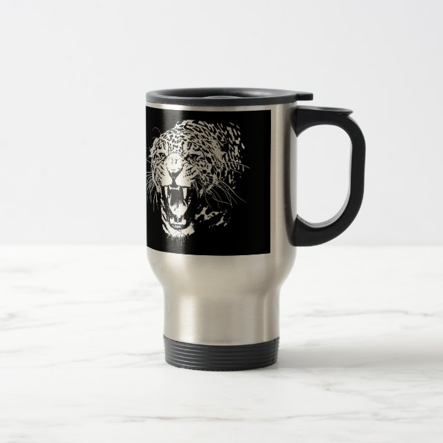 Black & White Jaguar Travel Mug (Right)
