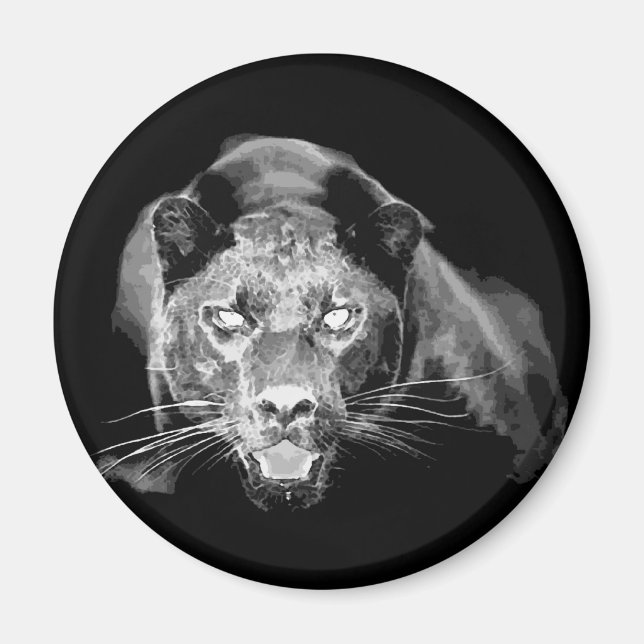 Black & White Jaguar -Wild Cats Magnet (Front)