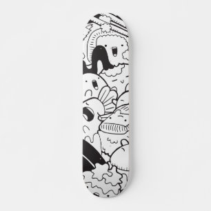 Black & White Japanese Doodle  Skateboard