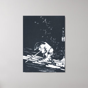 Black&White Japanese Painting Hanaikada Canvas Print