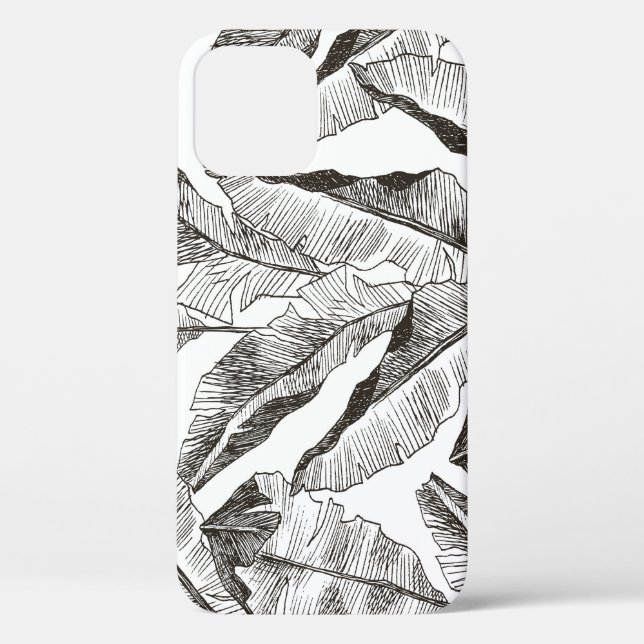 Black White Jungle: Tropical Plant Pattern Case-Mate iPhone Case (Back)
