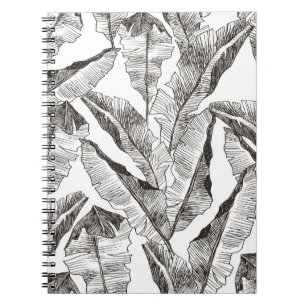 Black White Jungle: Tropical Plant Pattern Notebook