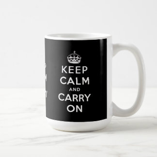 Black White Keep Calm and Carry On Mugs