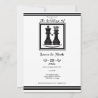 Black White King & Queen Chess Wedding