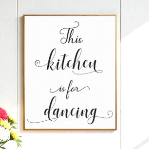 Black White Kitchen Funny Quote Typography Poster