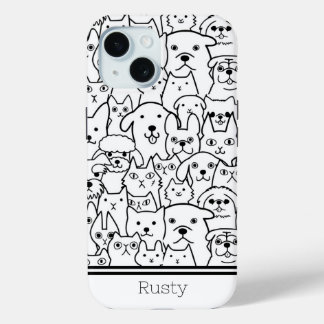 Black & White Kitties & Dogs Custom iPhone 15 Case