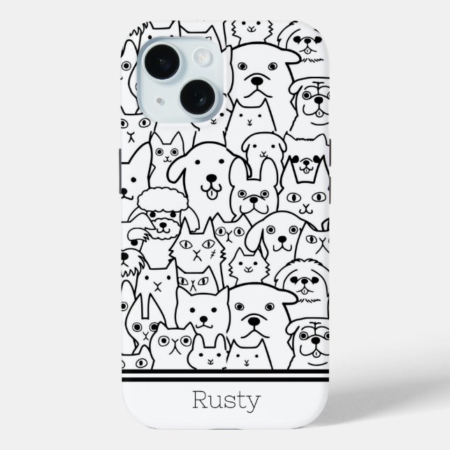 Black & White Kitties & Dogs Custom Case-Mate iPhone Case (Back)