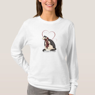 Black & White Kitty Cat w/Hearts T-Shirt